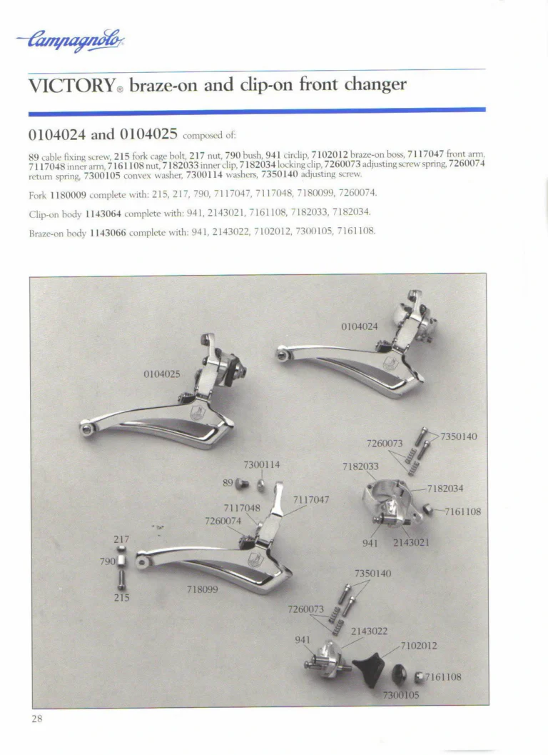 Campagnolo 1985 Catalogue No. 18 bis — C-Record, Victory and Triomphe: the Groups, Gears, Brakes and Rims of the C-Record Range — page 27 of 54