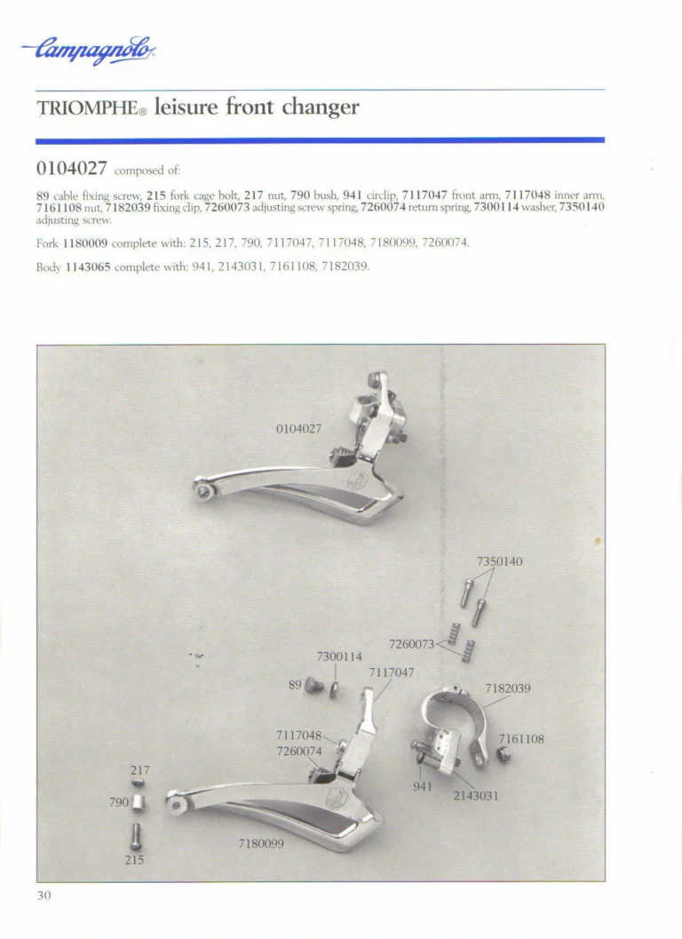 Campagnolo 1985 Catalogue No. 18 bis — C-Record, Victory and Triomphe: the Groups, Gears, Brakes and Rims of the C-Record Range — page 29 of 54