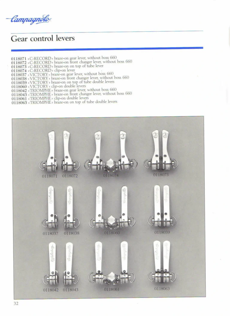 Campagnolo 1985 Catalogue No. 18 bis — C-Record, Victory and Triomphe: the Groups, Gears, Brakes and Rims of the C-Record Range — page 31 of 54