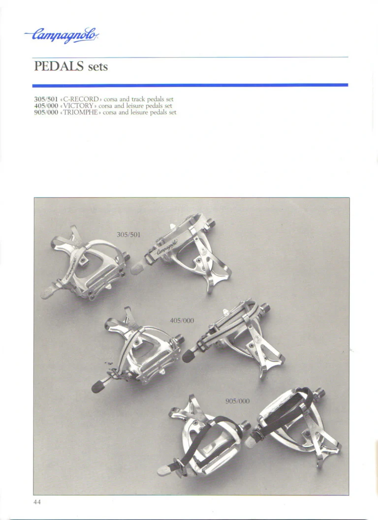 Campagnolo 1985 Catalogue No. 18 bis — C-Record, Victory and Triomphe: the Groups, Gears, Brakes and Rims of the C-Record Range — page 43 of 54