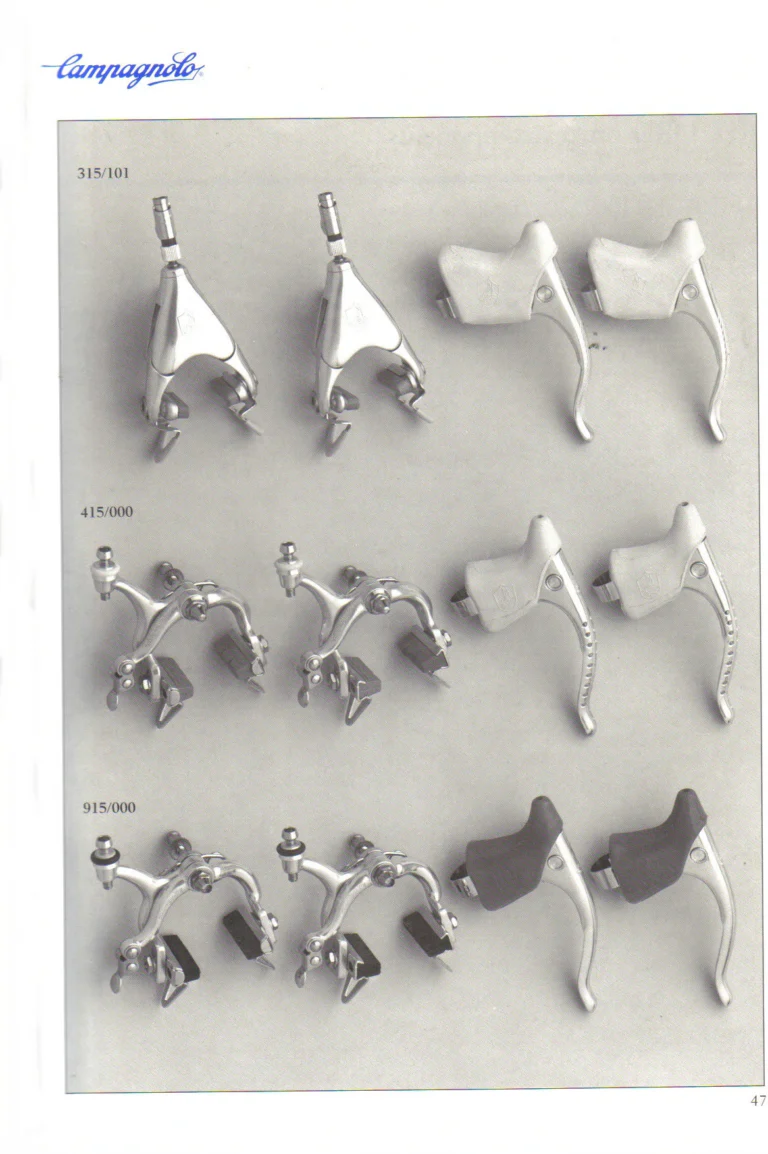 Campagnolo 1985 Catalogue No. 18 bis — C-Record, Victory and Triomphe: the Groups, Gears, Brakes and Rims of the C-Record Range — page 46 of 54