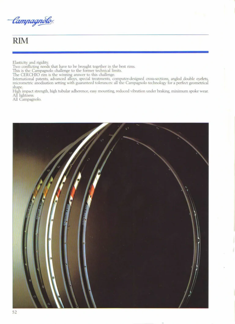 Campagnolo 1985 Catalogue No. 18 bis — C-Record, Victory and Triomphe: the Groups, Gears, Brakes and Rims of the C-Record Range — page 51 of 54