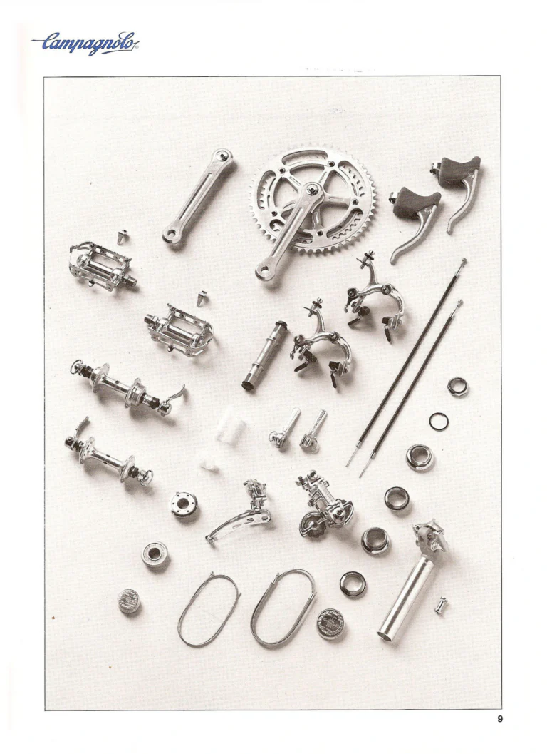 Campagnolo Catalogue No. 18, December 1986 Printing — Super Record, Record, Gran Sport, Touring and 980 Groups, Every Part and the Tools — page 8 of 70