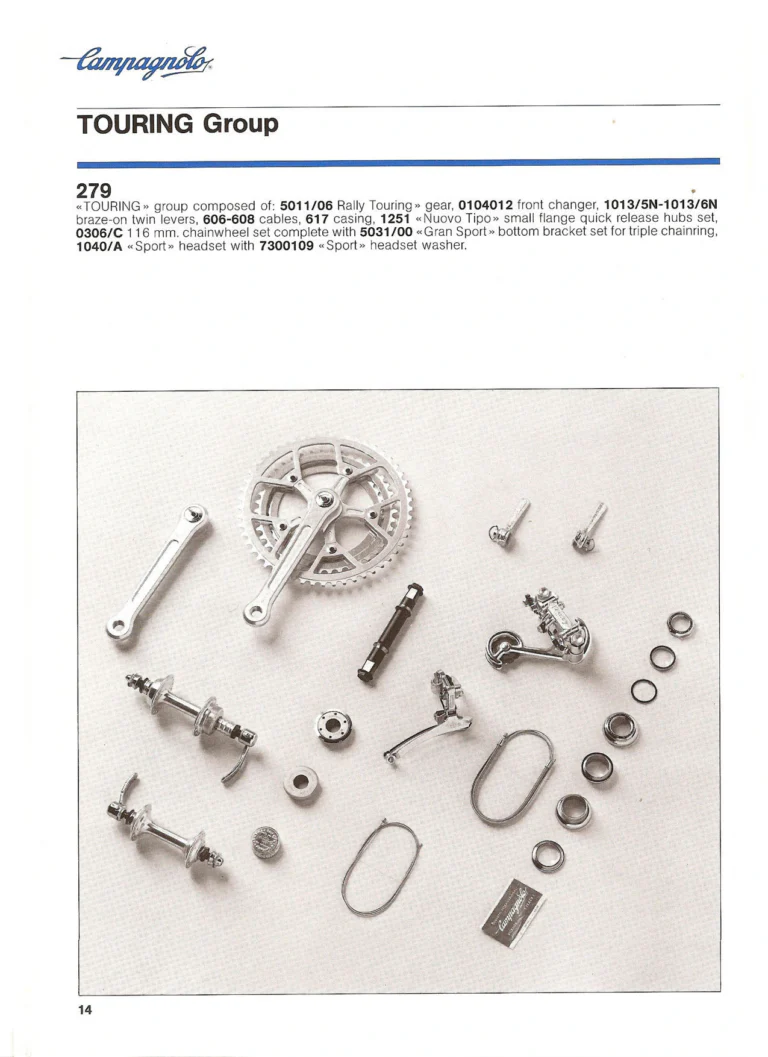 Campagnolo Catalogue No. 18, December 1986 Printing — Super Record, Record, Gran Sport, Touring and 980 Groups, Every Part and the Tools — page 13 of 70