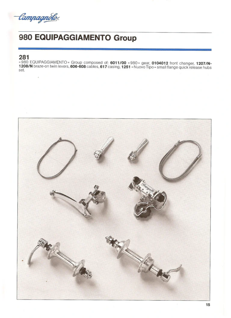 Campagnolo Catalogue No. 18, December 1986 Printing — Super Record, Record, Gran Sport, Touring and 980 Groups, Every Part and the Tools — page 14 of 70