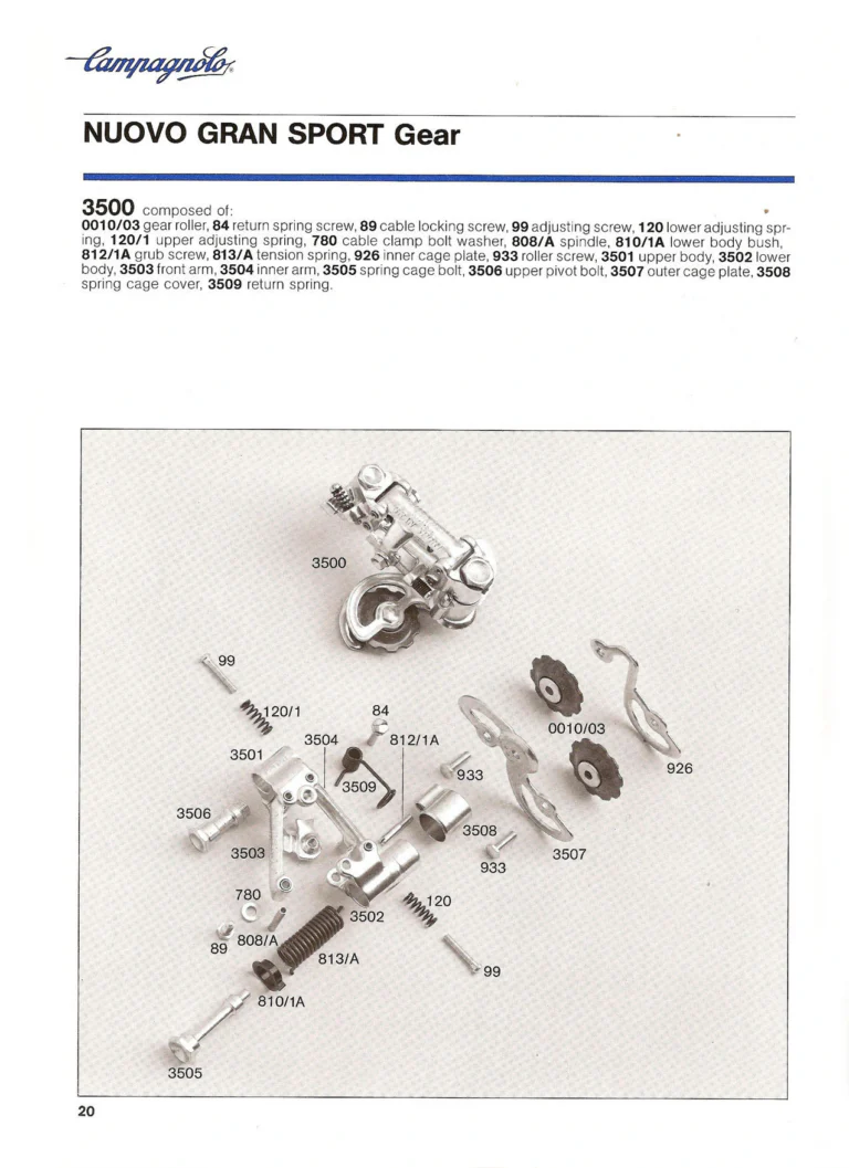 Campagnolo Catalogue No. 18, December 1986 Printing — Super Record, Record, Gran Sport, Touring and 980 Groups, Every Part and the Tools — page 19 of 70