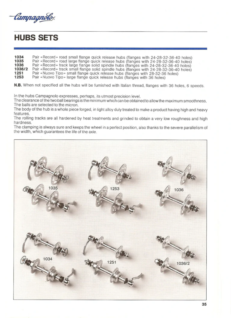 Campagnolo Catalogue No. 18, December 1986 Printing — Super Record, Record, Gran Sport, Touring and 980 Groups, Every Part and the Tools — page 34 of 70