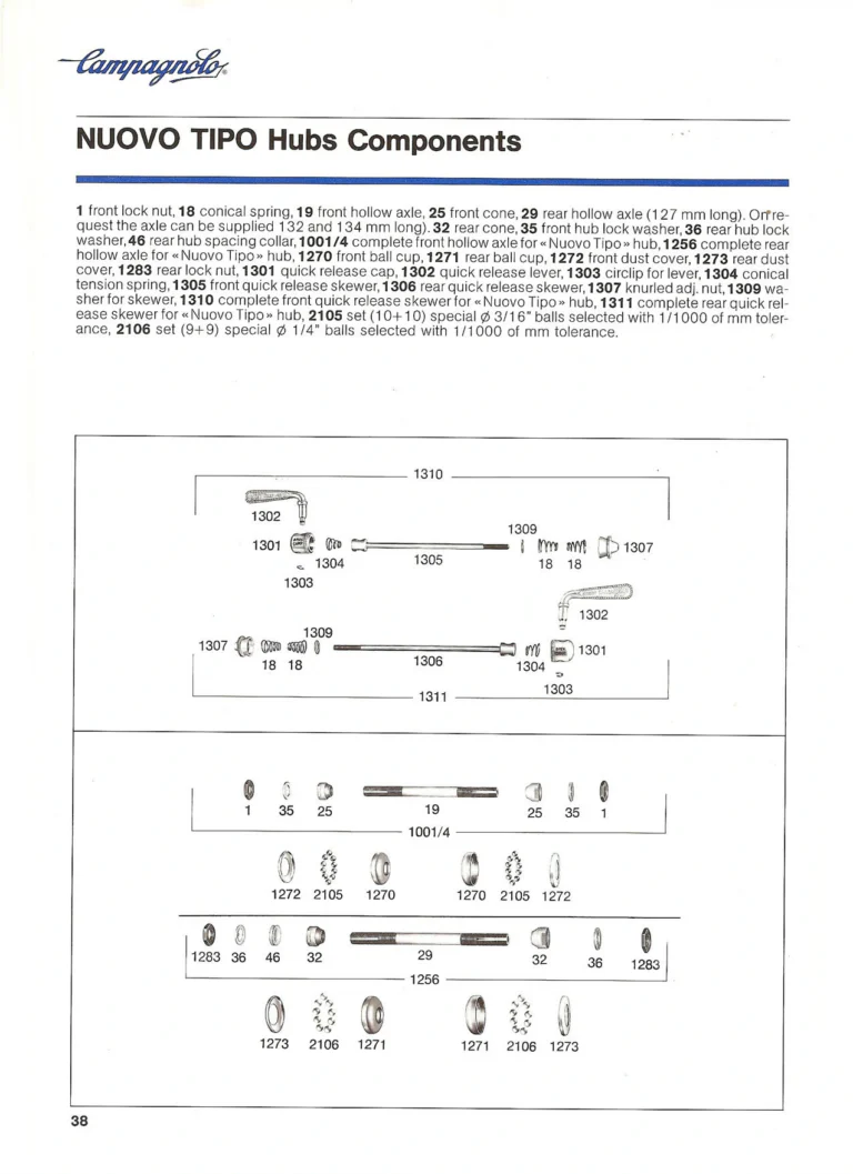 Campagnolo Catalogue No. 18, December 1986 Printing — Super Record, Record, Gran Sport, Touring and 980 Groups, Every Part and the Tools — page 37 of 70