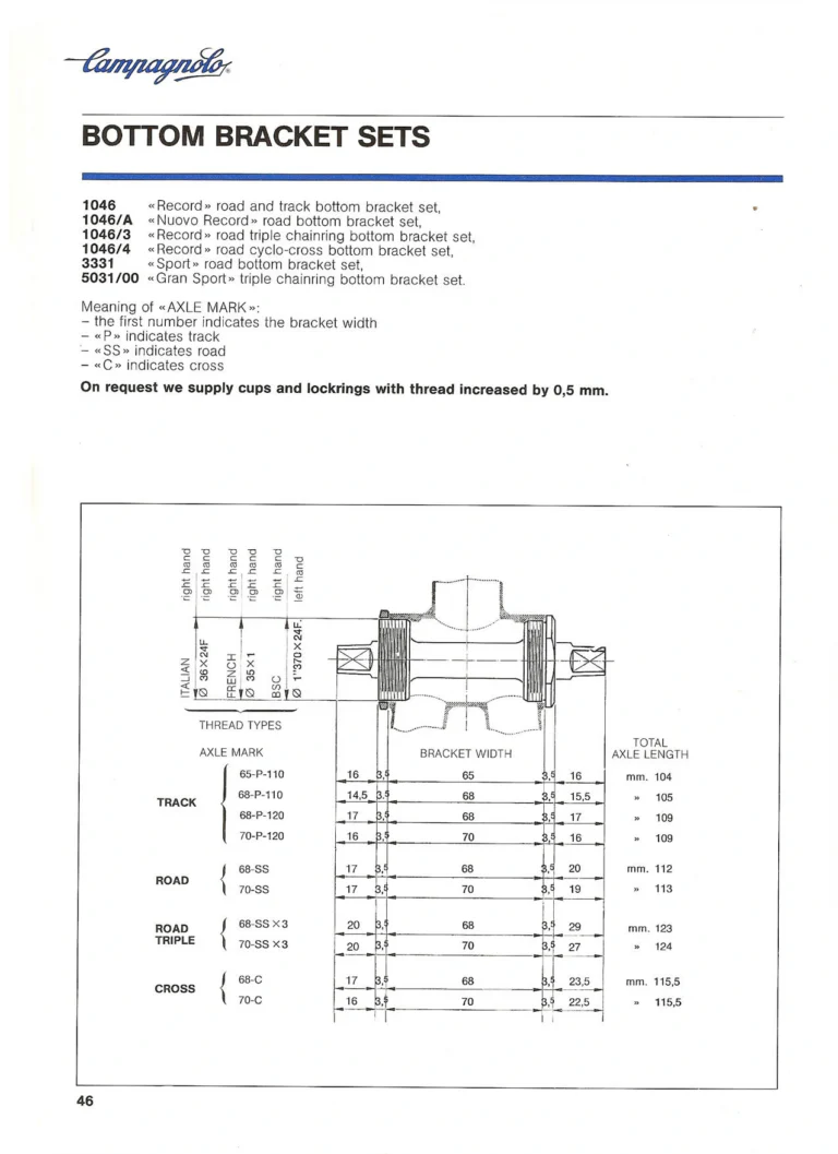 Campagnolo Catalogue No. 18, December 1986 Printing — Super Record, Record, Gran Sport, Touring and 980 Groups, Every Part and the Tools — page 45 of 70