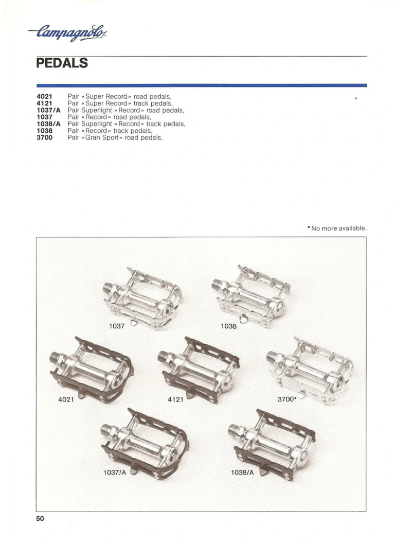 Campagnolo Catalogue No. 18, December 1986 Printing — Super Record, Record, Gran Sport, Touring and 980 Groups, Every Part and the Tools — page 49 of 70