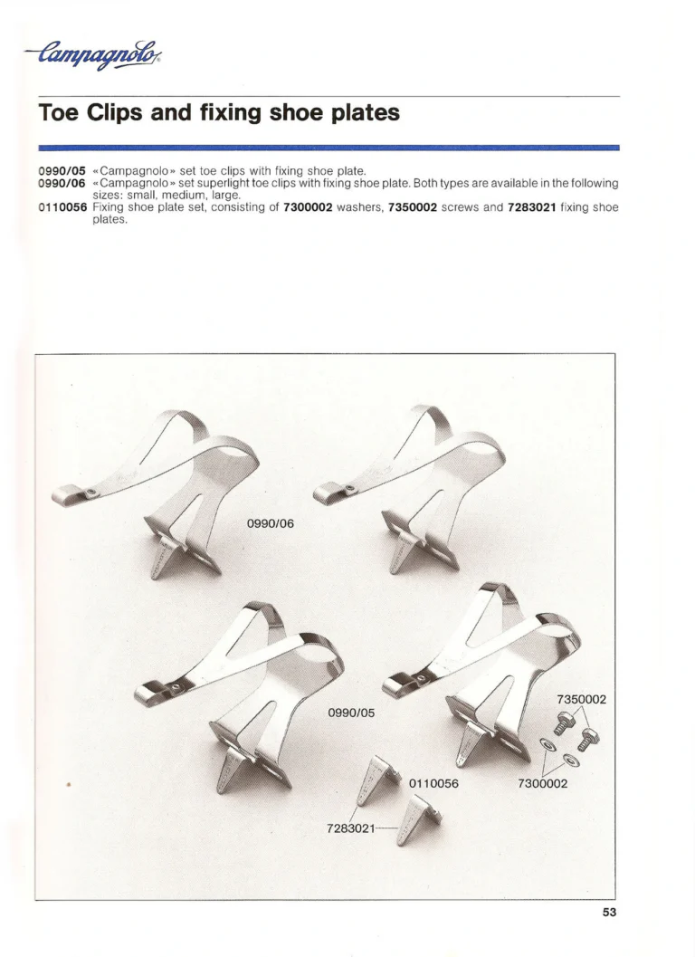 Campagnolo Catalogue No. 18, December 1986 Printing — Super Record, Record, Gran Sport, Touring and 980 Groups, Every Part and the Tools — page 52 of 70