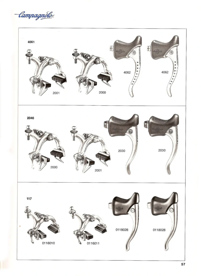 Campagnolo Catalogue No. 18, December 1986 Printing — Super Record, Record, Gran Sport, Touring and 980 Groups, Every Part and the Tools — page 56 of 70