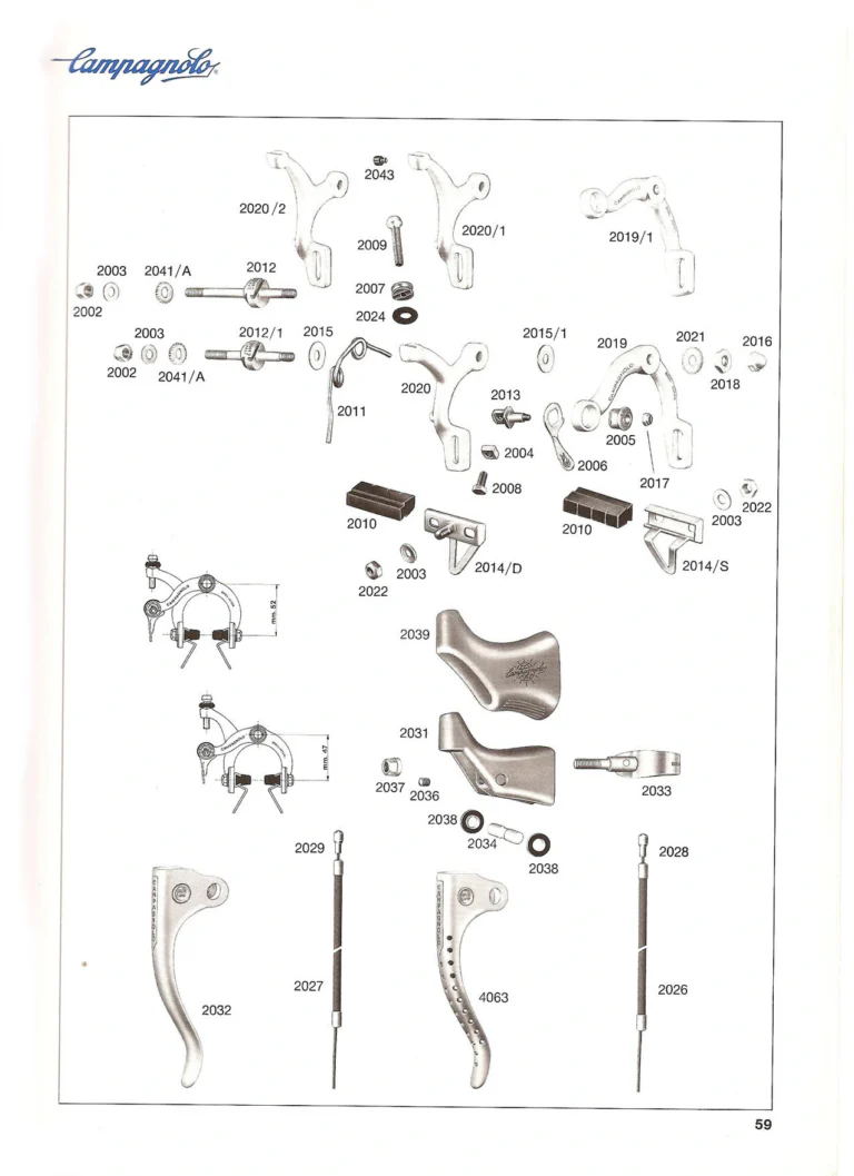 Campagnolo Catalogue No. 18, December 1986 Printing — Super Record, Record, Gran Sport, Touring and 980 Groups, Every Part and the Tools — page 58 of 70