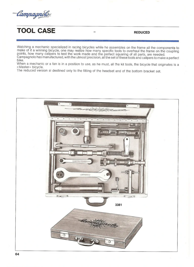 Campagnolo Catalogue No. 18, December 1986 Printing — Super Record, Record, Gran Sport, Touring and 980 Groups, Every Part and the Tools — page 63 of 70