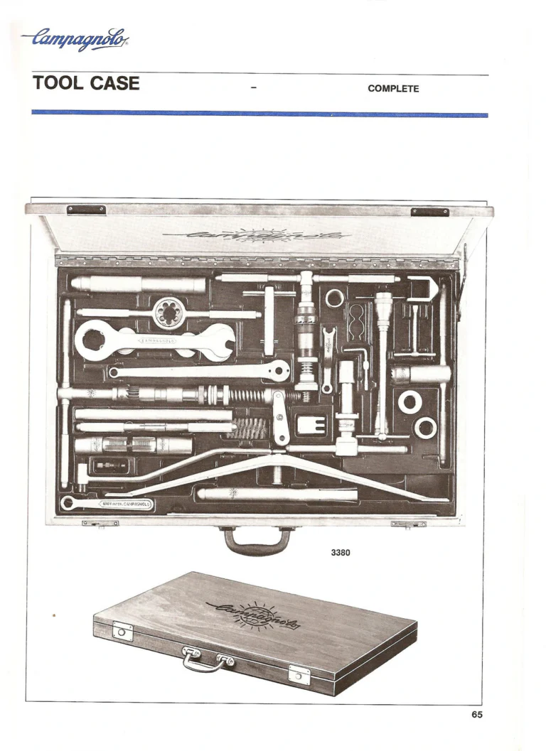 Campagnolo Catalogue No. 18, December 1986 Printing — Super Record, Record, Gran Sport, Touring and 980 Groups, Every Part and the Tools — page 64 of 70