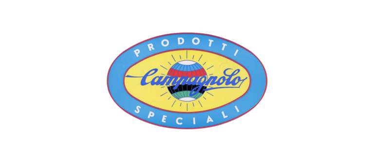 The Campagnolo Prodotti Speciali oval with the striped globe and the blue Campagnolo script, from the cover of Catalogue No. 16, centered on a white banner