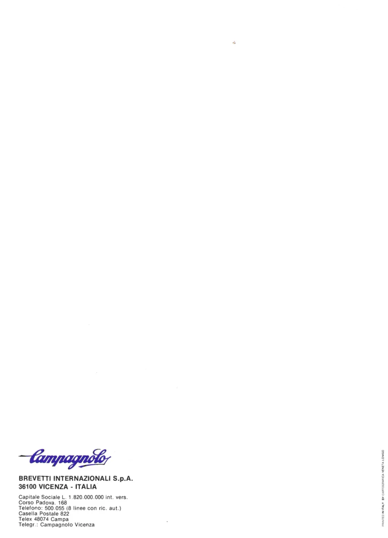 Campagnolo Parts Sheets of about 1980, Vicenza Edition — Super Record Gear, Seat Pin, Front Changers, Gran Sport Chainset, Pedals and Chain Holders, in Four Languages — page 14 of 16