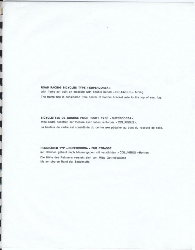 Cinelli Catalog — The Supercorsa Bicycle, Handlebars and Stems, Unicanitor Saddles and the M-71 Pedal — page 3 of 49