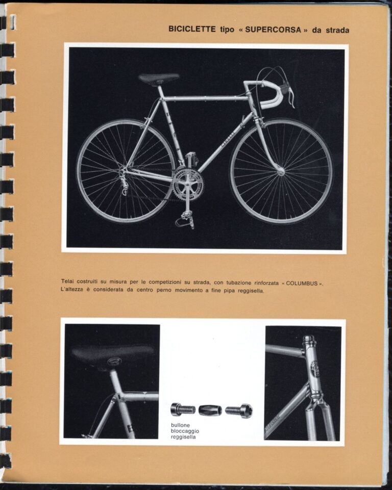 Cinelli Catalog — The Supercorsa Bicycle, Handlebars and Stems, Unicanitor Saddles and the M-71 Pedal — page 4 of 49