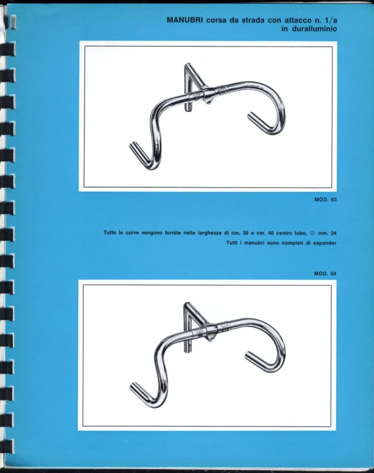Cinelli Catalog — The Supercorsa Bicycle, Handlebars and Stems, Unicanitor Saddles and the M-71 Pedal — page 10 of 49