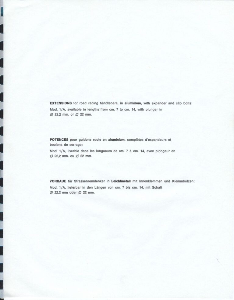 Cinelli Catalog — The Supercorsa Bicycle, Handlebars and Stems, Unicanitor Saddles and the M-71 Pedal — page 20 of 49