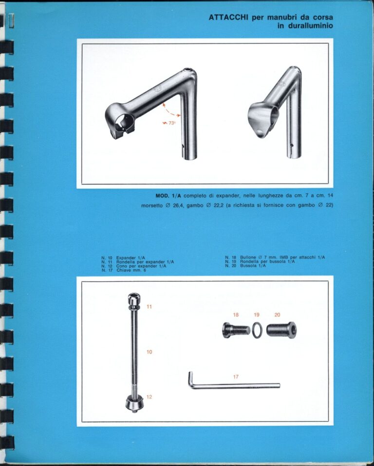 Cinelli Catalog — The Supercorsa Bicycle, Handlebars and Stems, Unicanitor Saddles and the M-71 Pedal — page 21 of 49