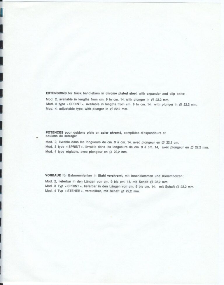 Cinelli Catalog — The Supercorsa Bicycle, Handlebars and Stems, Unicanitor Saddles and the M-71 Pedal — page 22 of 49