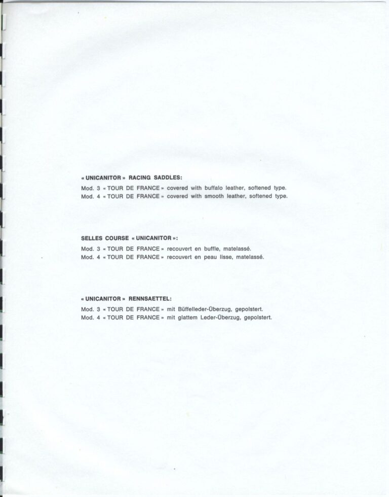 Cinelli Catalog — The Supercorsa Bicycle, Handlebars and Stems, Unicanitor Saddles and the M-71 Pedal — page 34 of 49