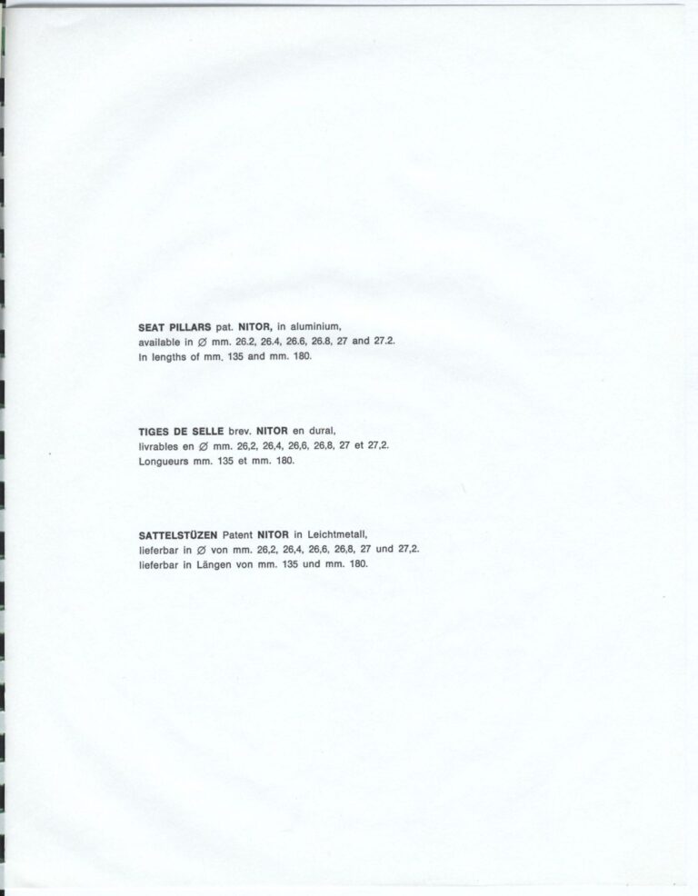 Cinelli Catalog — The Supercorsa Bicycle, Handlebars and Stems, Unicanitor Saddles and the M-71 Pedal — page 36 of 49