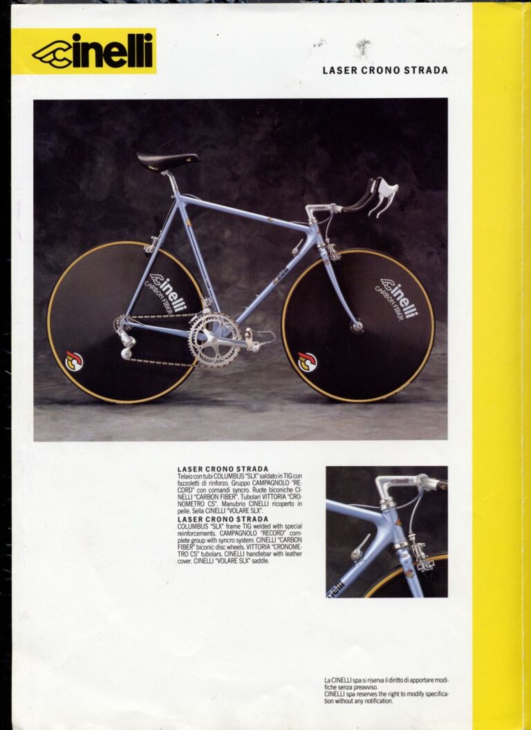 Cinelli Laser Catalog — The Laser America, Crono Strada and Rivoluzione Pista, with Helmets, Saddles, Bars, Stems and the M-71 Pedal — page 2 of 18
