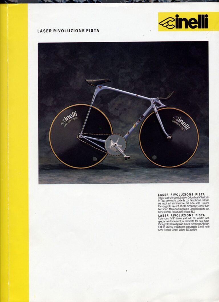 Cinelli Laser Catalog — The Laser America, Crono Strada and Rivoluzione Pista, with Helmets, Saddles, Bars, Stems and the M-71 Pedal — page 3 of 18