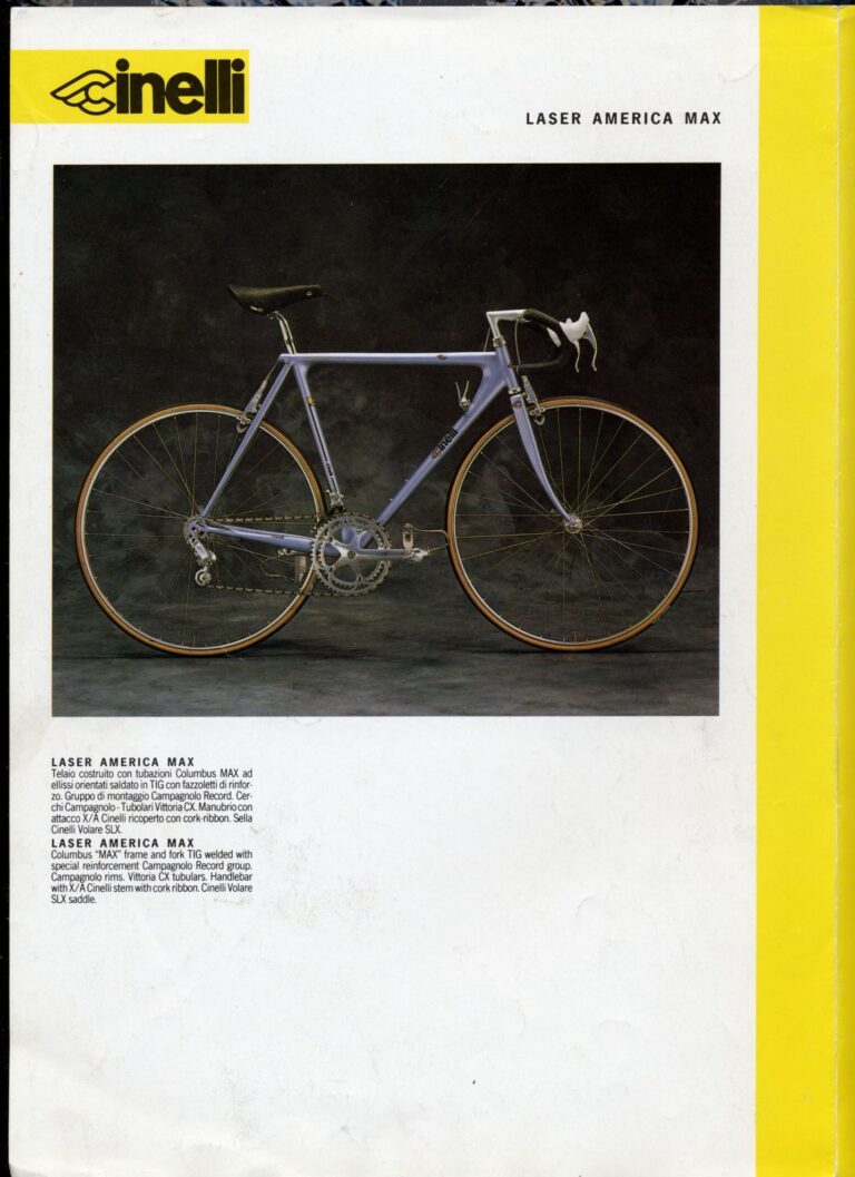 Cinelli Laser Catalog — The Laser America, Crono Strada and Rivoluzione Pista, with Helmets, Saddles, Bars, Stems and the M-71 Pedal — page 4 of 18