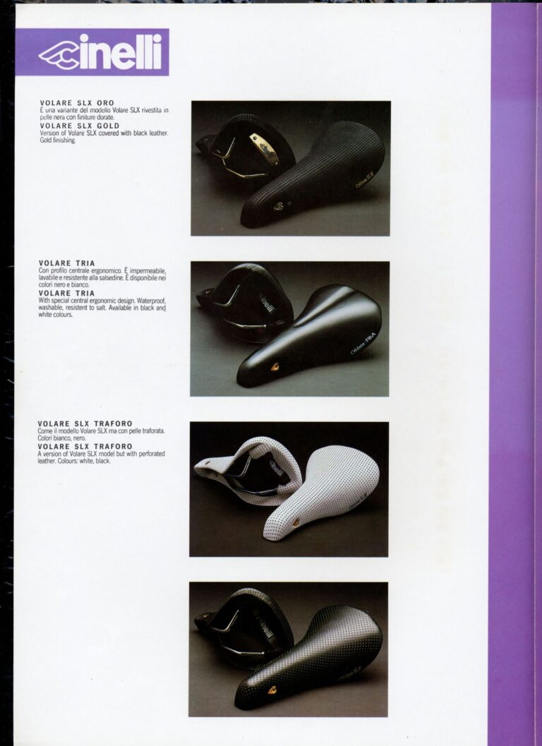 Cinelli Laser Catalog — The Laser America, Crono Strada and Rivoluzione Pista, with Helmets, Saddles, Bars, Stems and the M-71 Pedal — page 8 of 18