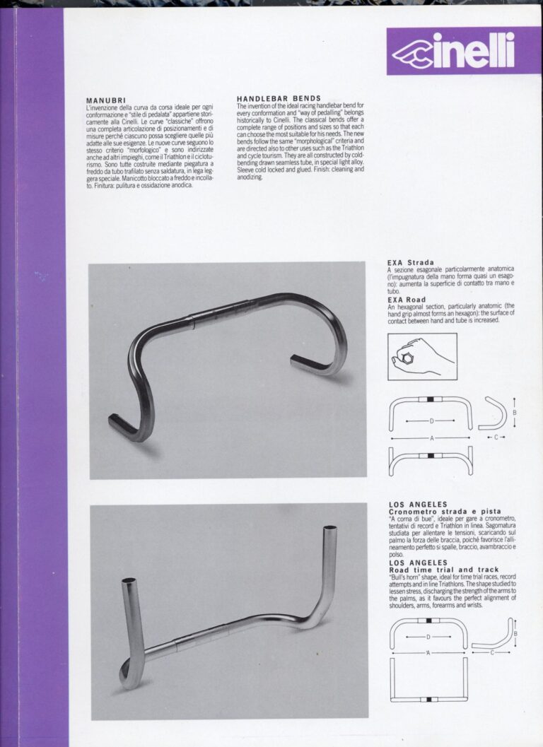Cinelli Laser Catalog — The Laser America, Crono Strada and Rivoluzione Pista, with Helmets, Saddles, Bars, Stems and the M-71 Pedal — page 9 of 18
