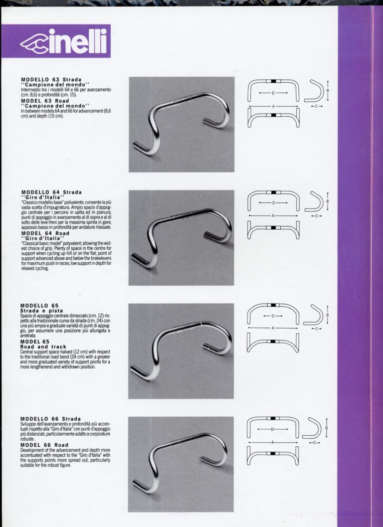 Cinelli Laser Catalog — The Laser America, Crono Strada and Rivoluzione Pista, with Helmets, Saddles, Bars, Stems and the M-71 Pedal — page 10 of 18