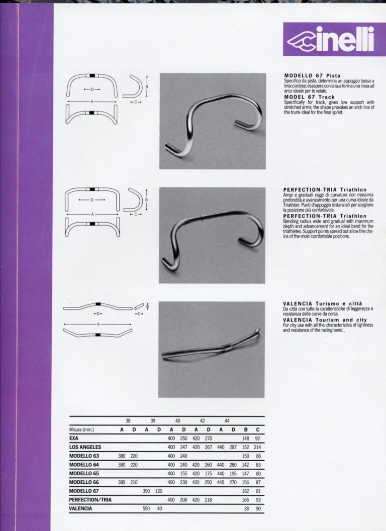 Cinelli Laser Catalog — The Laser America, Crono Strada and Rivoluzione Pista, with Helmets, Saddles, Bars, Stems and the M-71 Pedal — page 11 of 18