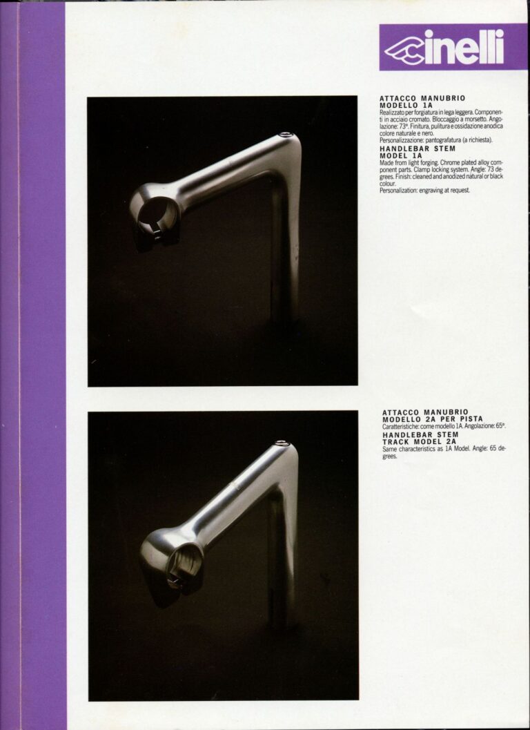 Cinelli Laser Catalog — The Laser America, Crono Strada and Rivoluzione Pista, with Helmets, Saddles, Bars, Stems and the M-71 Pedal — page 15 of 18