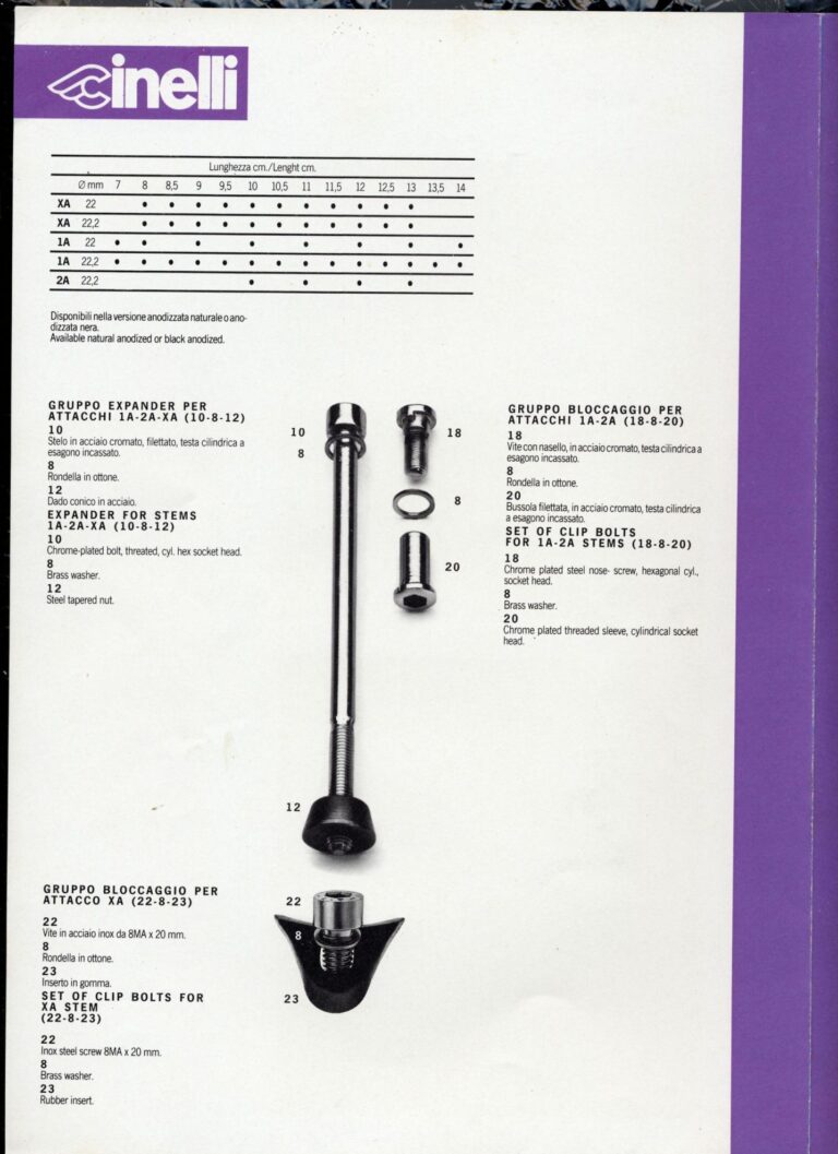 Cinelli Laser Catalog — The Laser America, Crono Strada and Rivoluzione Pista, with Helmets, Saddles, Bars, Stems and the M-71 Pedal — page 16 of 18