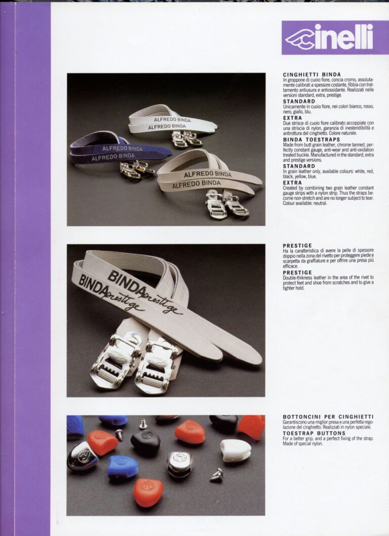 Cinelli Laser Catalog — The Laser America, Crono Strada and Rivoluzione Pista, with Helmets, Saddles, Bars, Stems and the M-71 Pedal — page 17 of 18