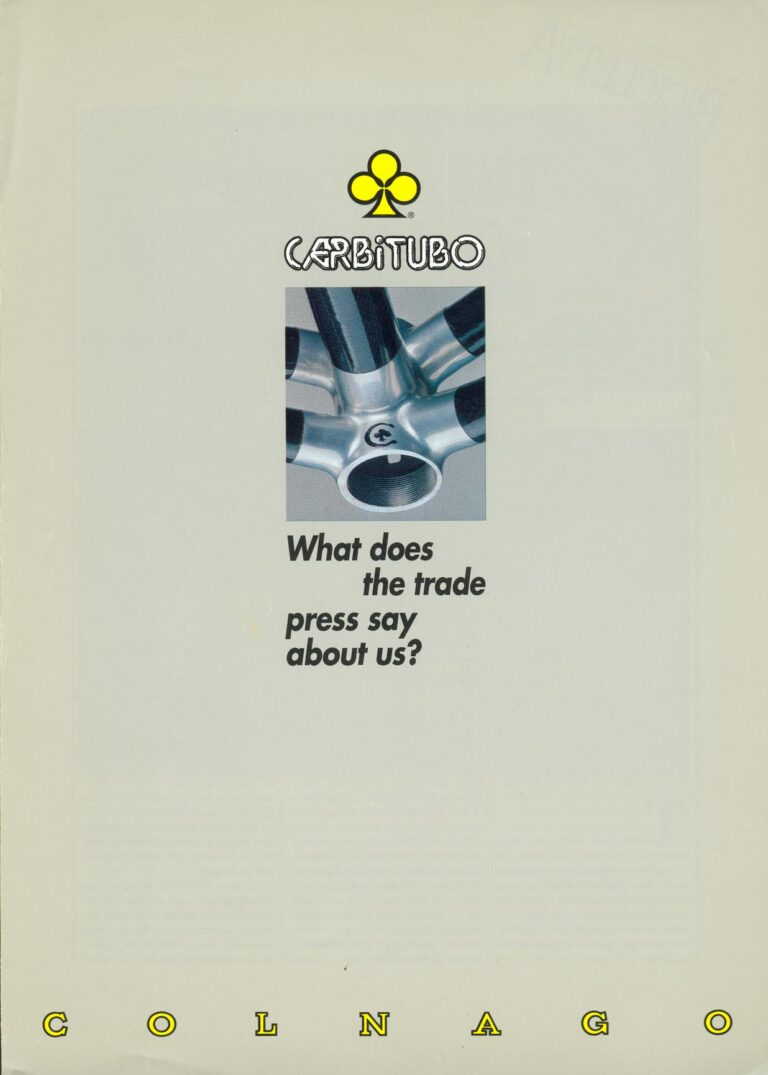 Colnago Carbitubo Leaflet — The Colnago «Carbitubo», by Sergio Meda, Reprinted from La Bicicletta — page 1 of 4