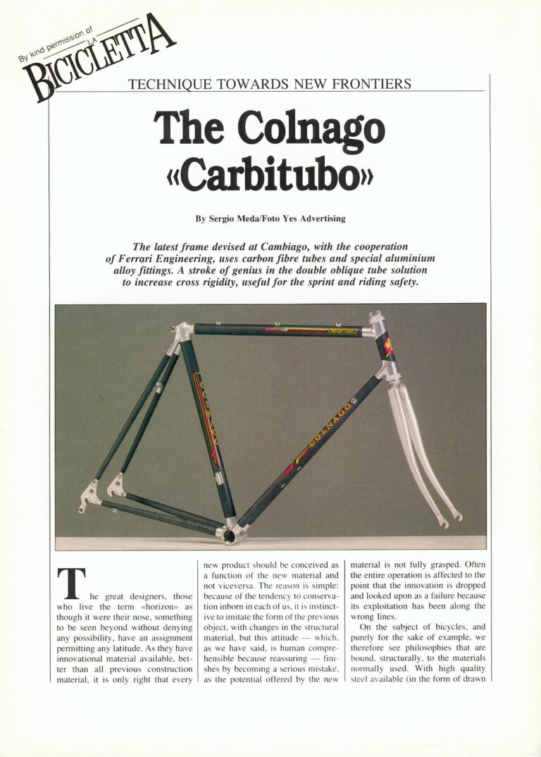 Colnago Carbitubo Leaflet — The Colnago «Carbitubo», by Sergio Meda, Reprinted from La Bicicletta — page 2 of 4