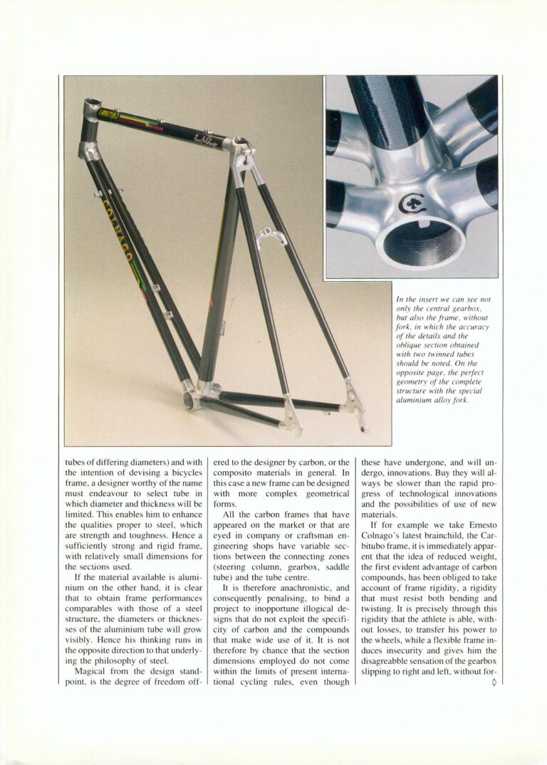 Colnago Carbitubo Leaflet — The Colnago «Carbitubo», by Sergio Meda, Reprinted from La Bicicletta — page 3 of 4