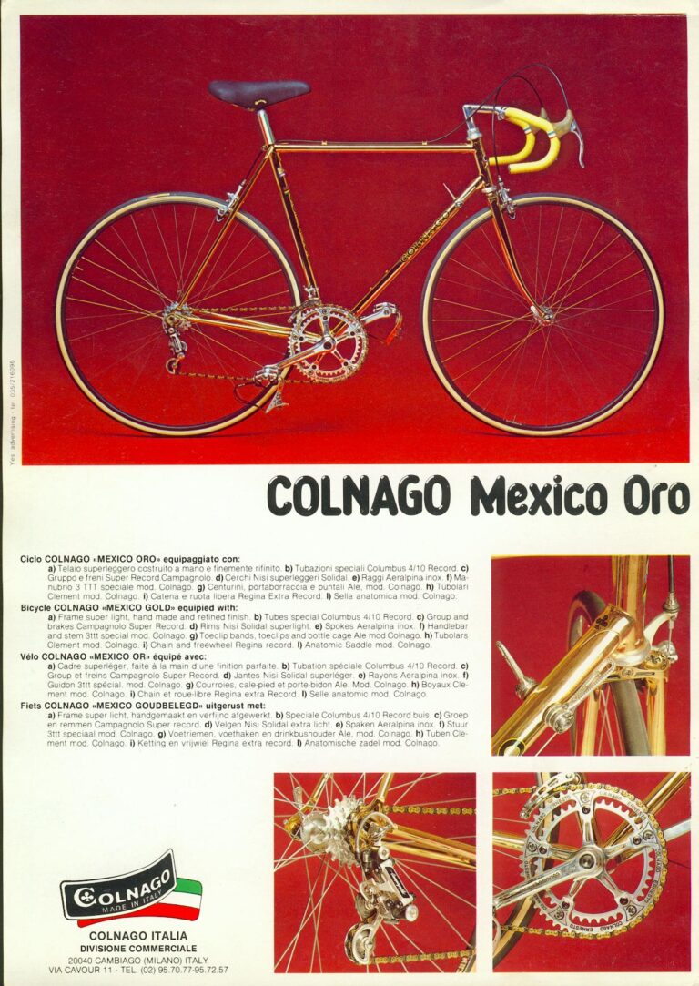 Colnago Catalog Sheets — Export, Saronni Giro d’Italia, Mexico Oro, International, Roger de Vlaeminck, Mexico and Super, with Accessories — page 4 of 9