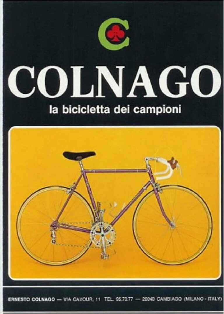 Colnago Folder — La Bicicletta dei Campioni: the Super-Pantografata and the Eddy Merckx Racing Bicycle (Black Cover, Three Pages) — page 1 of 3