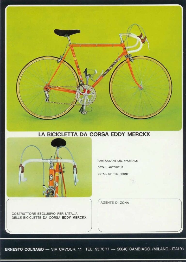 Colnago Folder — La Bicicletta dei Campioni: the Super-Pantografata and the Eddy Merckx Racing Bicycle (Black Cover, Three Pages) — page 3 of 3