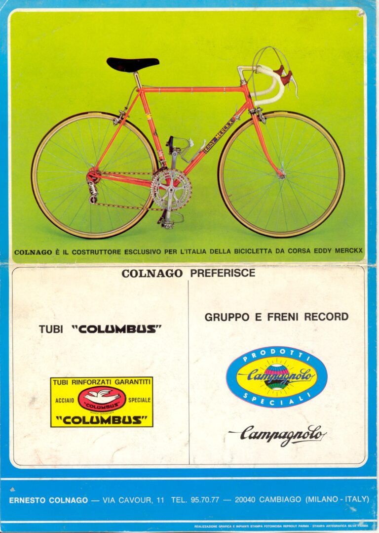 Colnago Folder — La Bicicletta dei Campioni: the Super-Pantografata and the Eddy Merckx Racing Bicycle (Blue Cover) — page 4 of 4