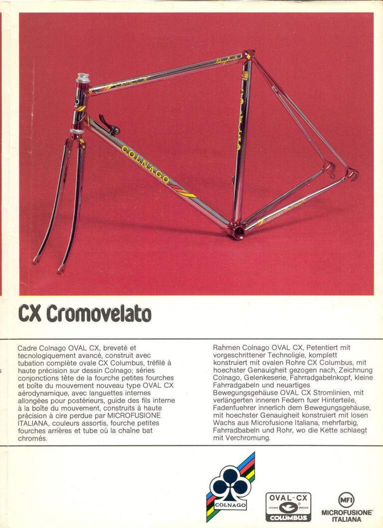 Colnago Oval CX Folder — L’Evoluzione della Meccanica e della Tecnica: CX Cromosatinato and CX Cromovelato — page 3 of 4
