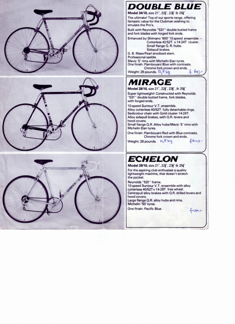 Dawes Leaflet (Undated) — Team up with Dawes: the Double Blue, Mirage, Echelon, Super Galaxy, Galaxy GT, Galaxy, Emblem, Fleur, Velo Sprint, Merit, Five Star, Flair and Kingpin — page 2 of 6