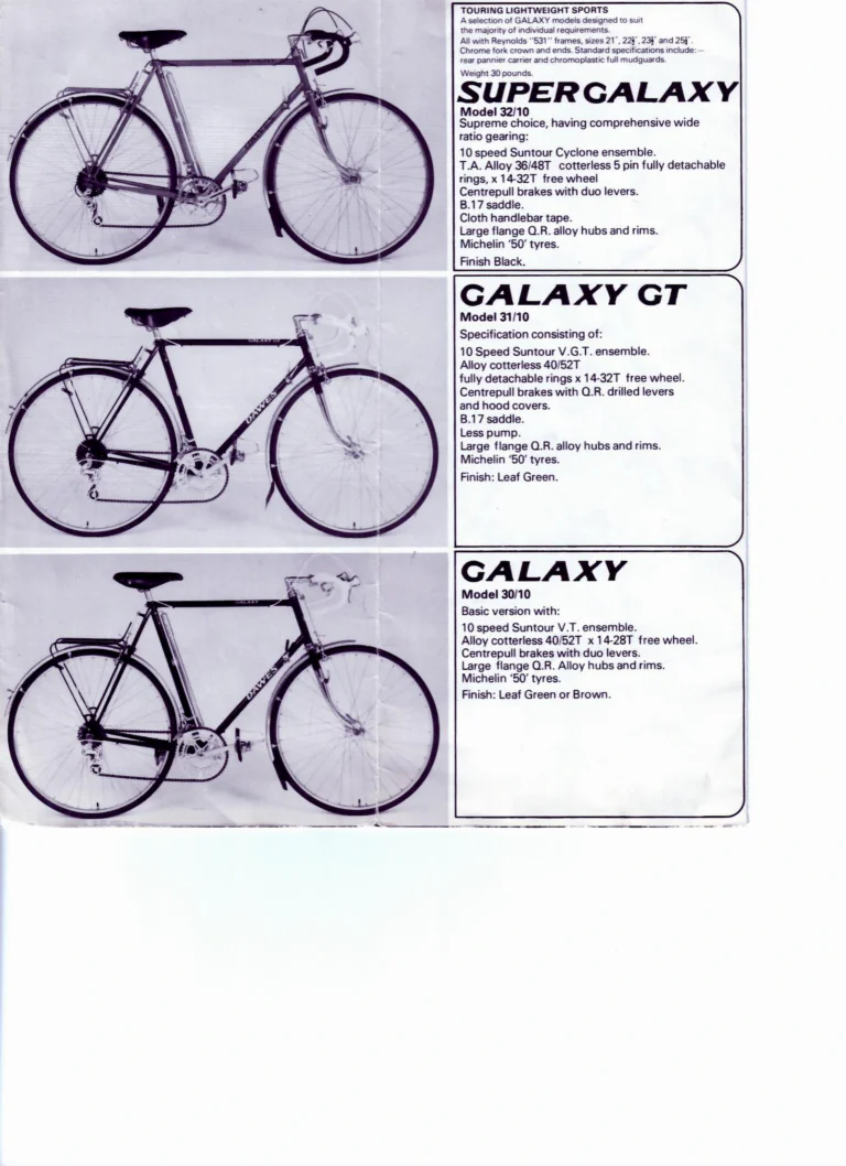 Dawes Leaflet (Undated) — Team up with Dawes: the Double Blue, Mirage, Echelon, Super Galaxy, Galaxy GT, Galaxy, Emblem, Fleur, Velo Sprint, Merit, Five Star, Flair and Kingpin — page 3 of 6