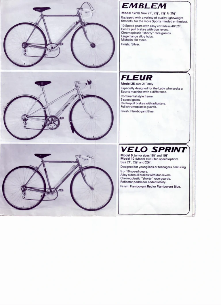 Dawes Leaflet (Undated) — Team up with Dawes: the Double Blue, Mirage, Echelon, Super Galaxy, Galaxy GT, Galaxy, Emblem, Fleur, Velo Sprint, Merit, Five Star, Flair and Kingpin — page 4 of 6